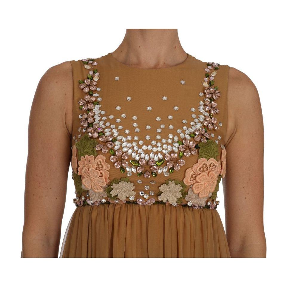 Dolce & Gabbana Exquisite Gold Silk A-line Dress Dolce & Gabbana