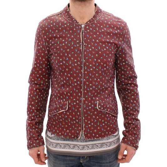 Dolce & Gabbana Exclusive Boxer Print Bordeaux Leather Jacket Coats & Jackets Dolce & Gabbana