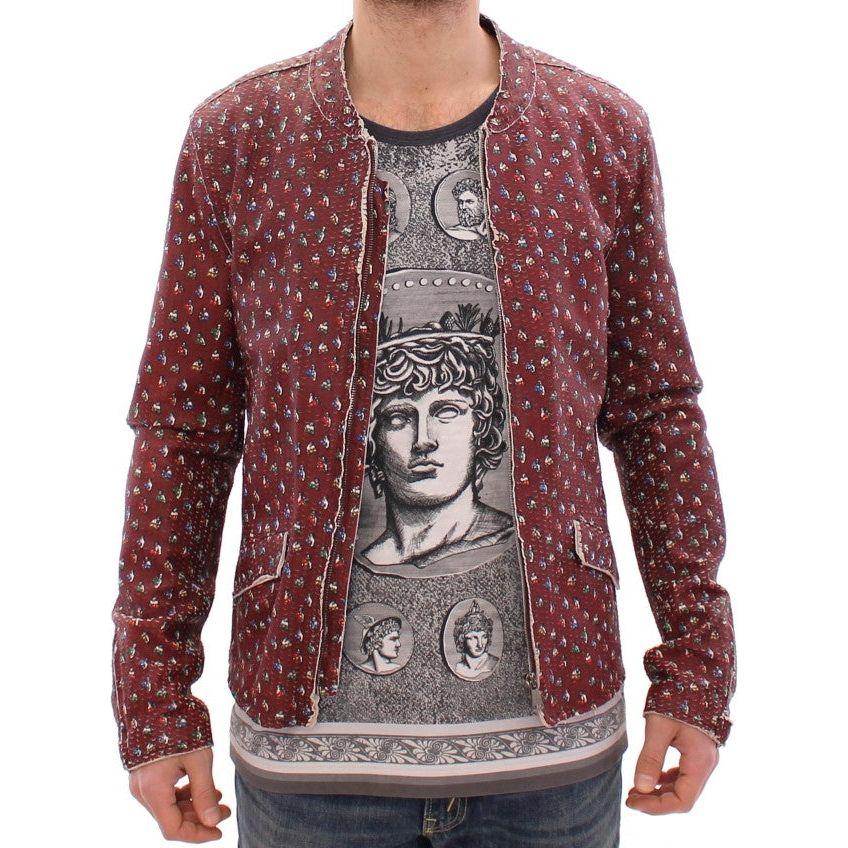 独家平角印花波尔多皮夹克