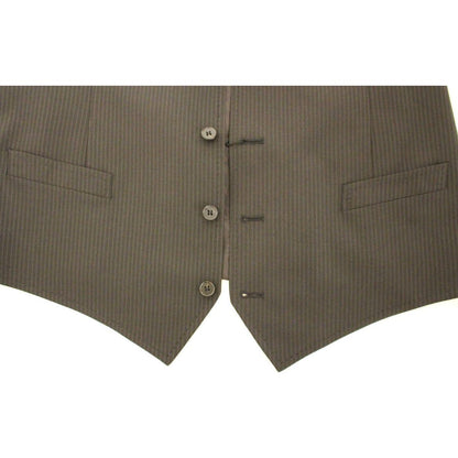 Dolce & Gabbana Brown Striped Stretch Dress Vest