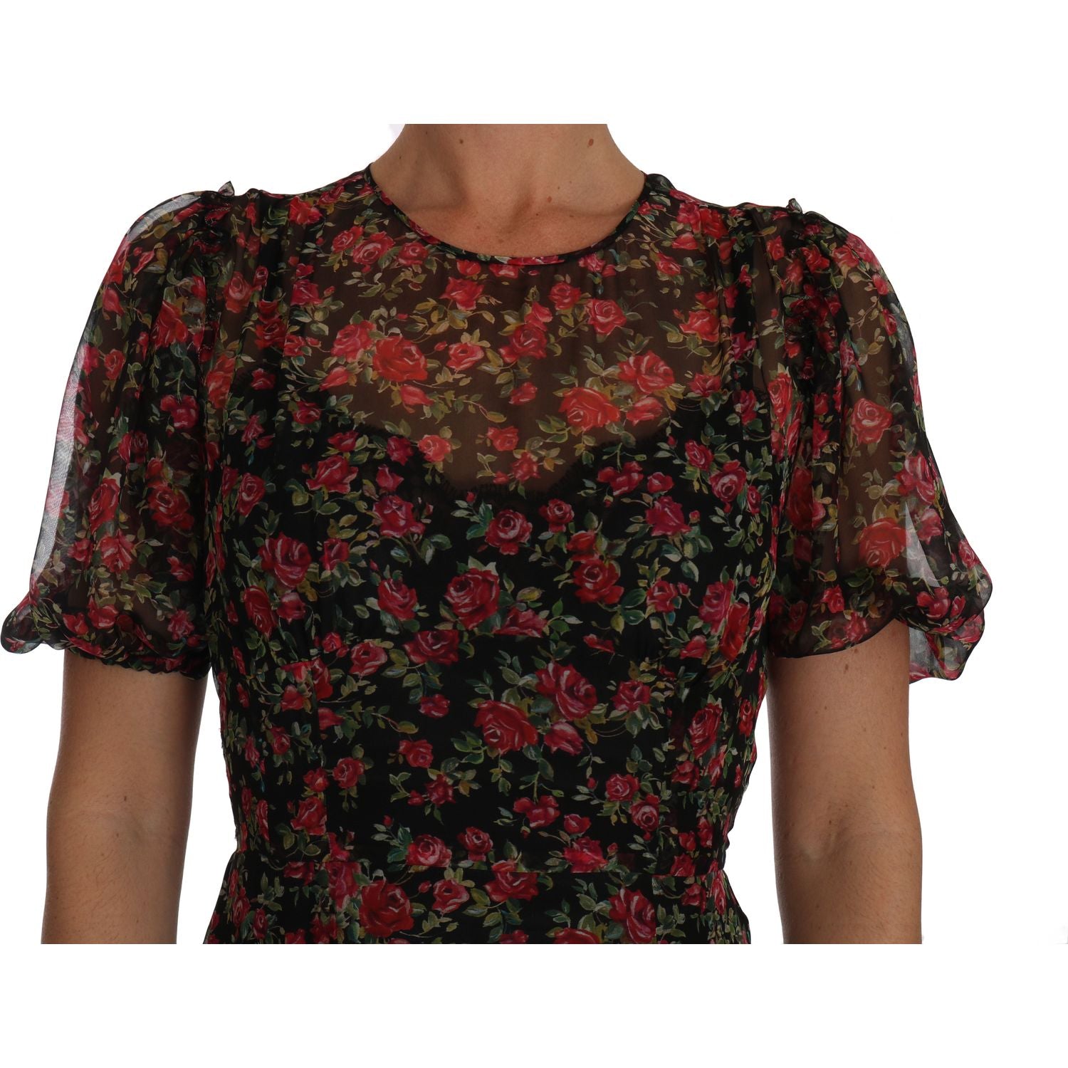 Dolce & Gabbana Black Floral Roses A-Line Shift Gown