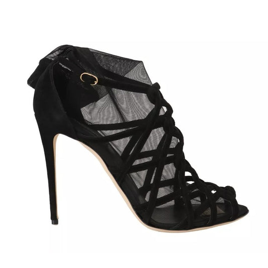 Dolce & Gabbana Black Suede Stilettos Booties Socks Shoes