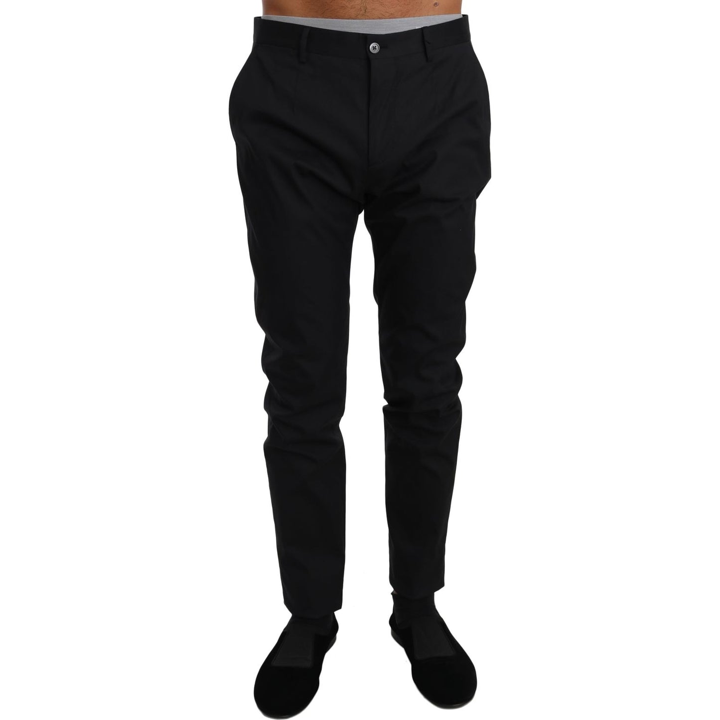 Dolce & Gabbana Black Cotton Stretch Formal Trousers Pants