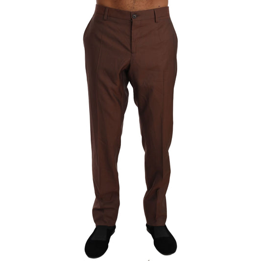 Dolce & Gabbana Brown Wool Silk Formal Trousers Pants Dolce & Gabbana