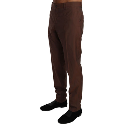 Dolce & Gabbana Brown Wool Silk Formal Trousers Pants