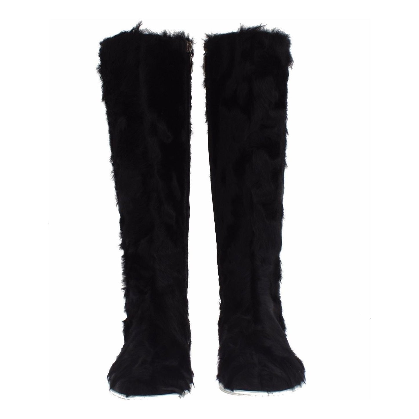 Dolce & Gabbana Black Xiangao Lamb Fur Leather Boots