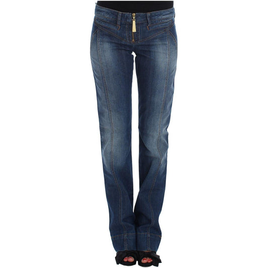 Cavalli Blue Wash Cotton Stretch Boot Cut Jeans Cavalli