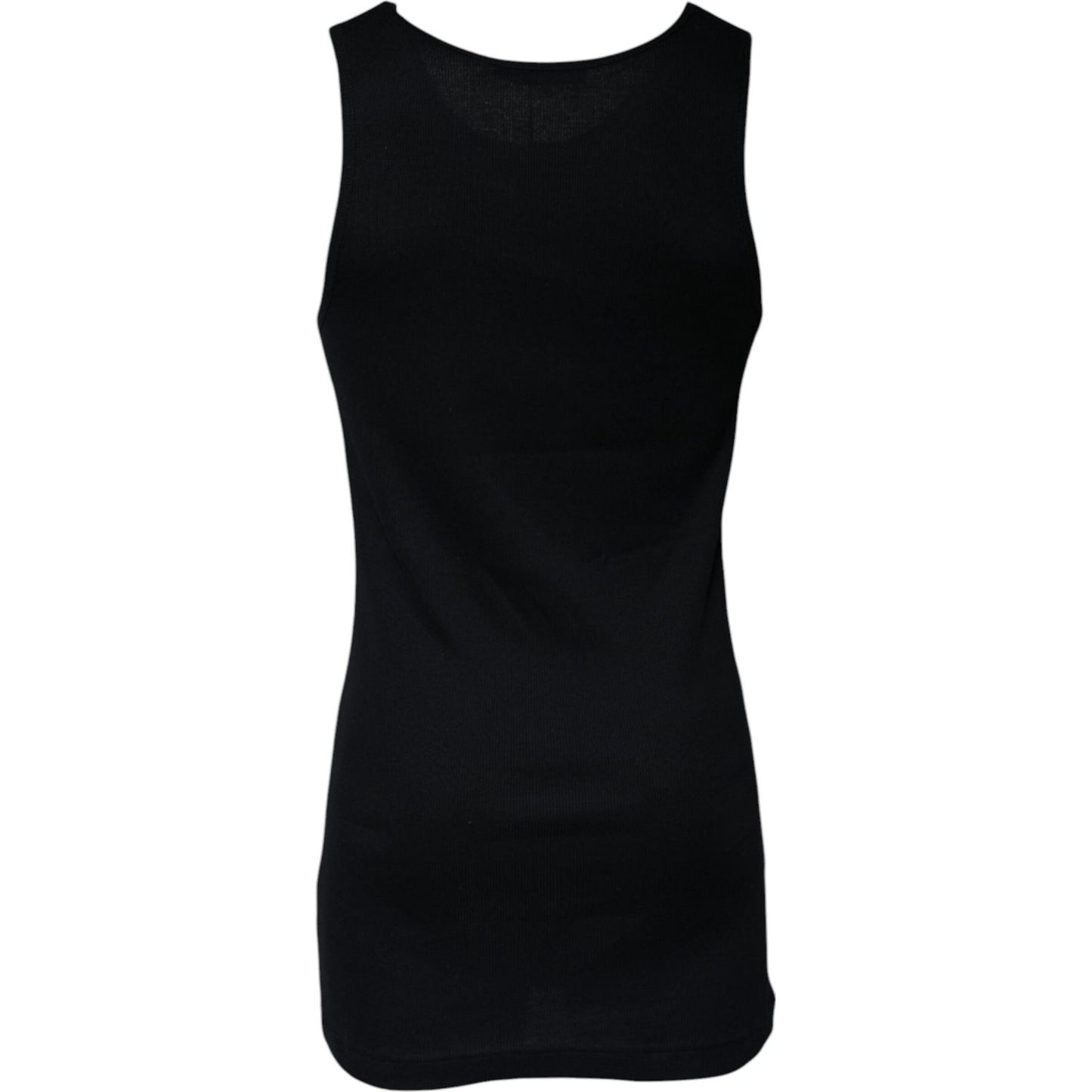 Dolce & Gabbana Black Cotton Sleeveless Round Neck Tank T-shirt