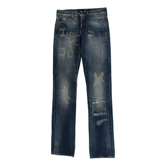 Cavalli Elegant Flare Fit Blue Denim Jeans Cavalli