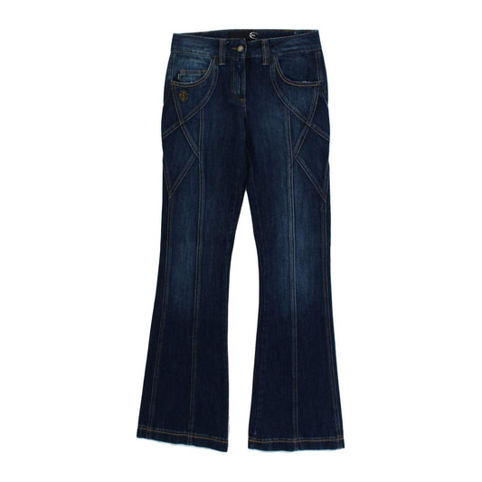 Cavalli Blue Cotton Stretch Low Waist Jeans Cavalli