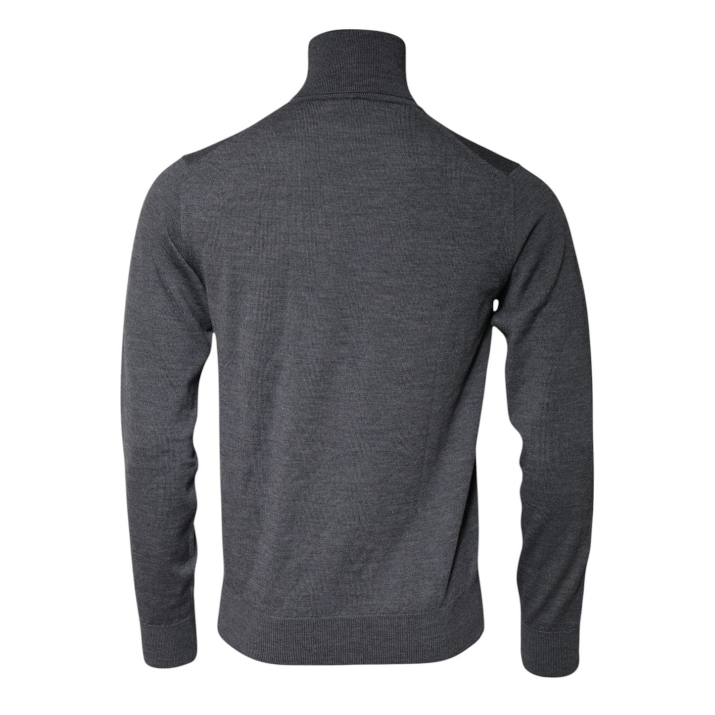 Dolce & Gabbana Gray Wool Logo Turtleneck Pullover Sweater