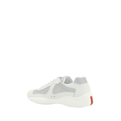 Prada White Calf Leather Bos Taurus Low Top Sneakers