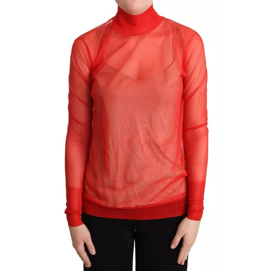 Dolce & Gabbana Orange Semi Transparent Blouse Sweater