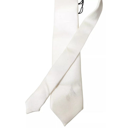 Dolce & Gabbana Off White Satin Silk Classic Men Necktie