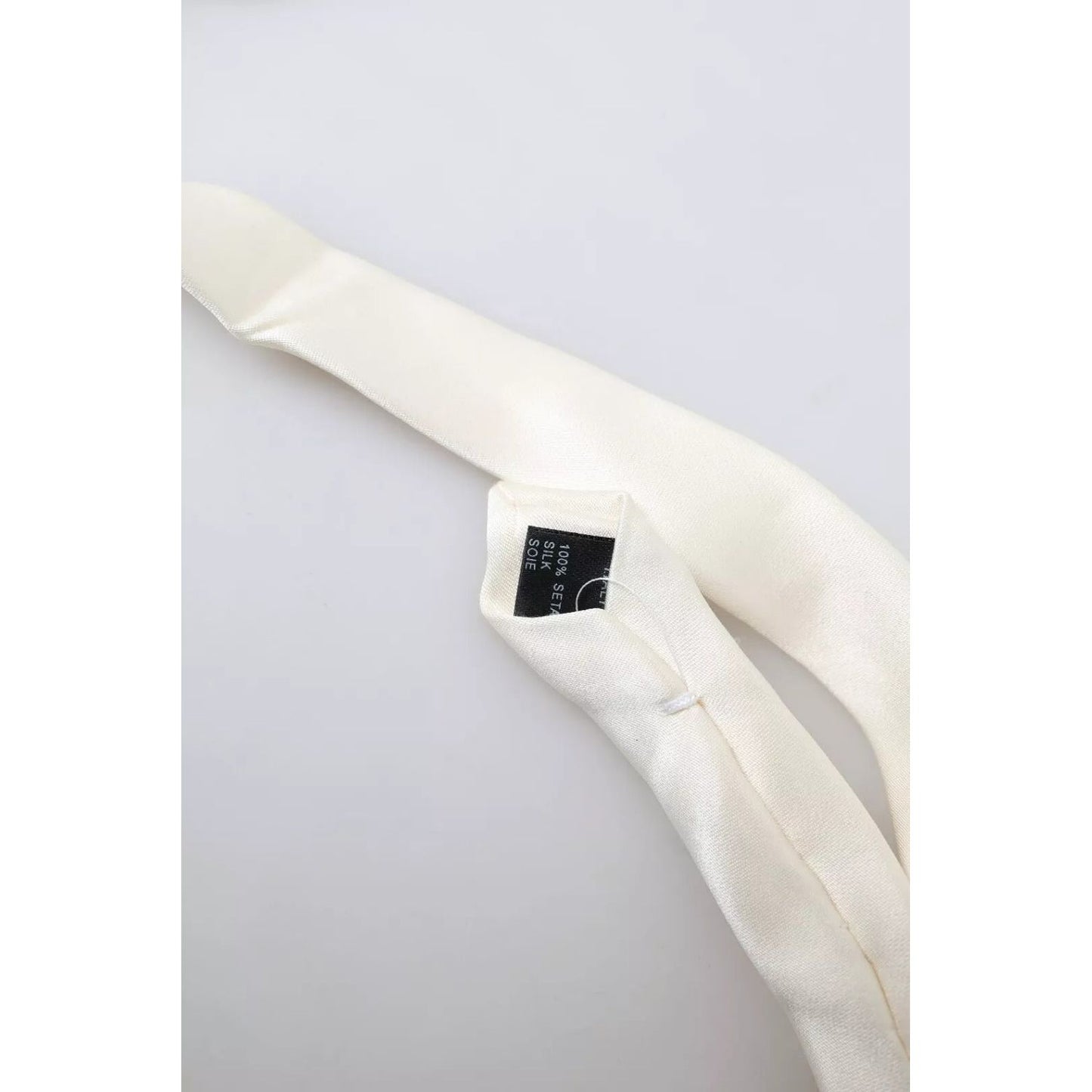 Dolce & Gabbana Off White Satin Silk Classic Men Necktie