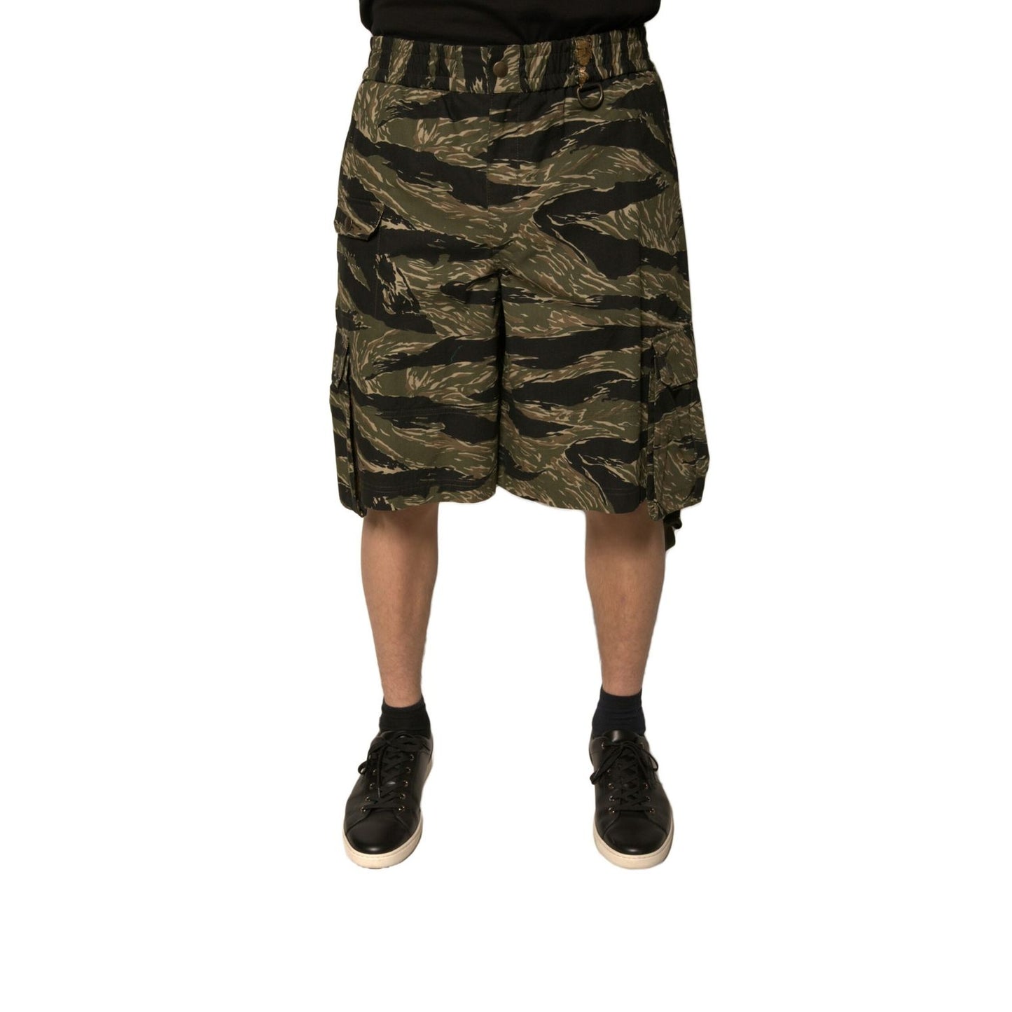 Dolce & Gabbana Black Gold Patterned Cotton Bermuda Shorts