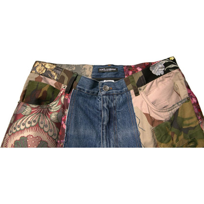 Dolce & Gabbana Blue Patchwork Cotton Straight Denim Jeans