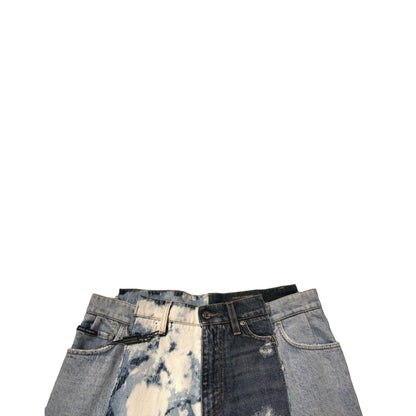Dolce & Gabbana Multicolor Patchwork Cotton Straight Men Denim Jeans