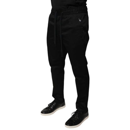 Dolce & Gabbana Black Cotton Stretch Skinny Sweatpants Pants