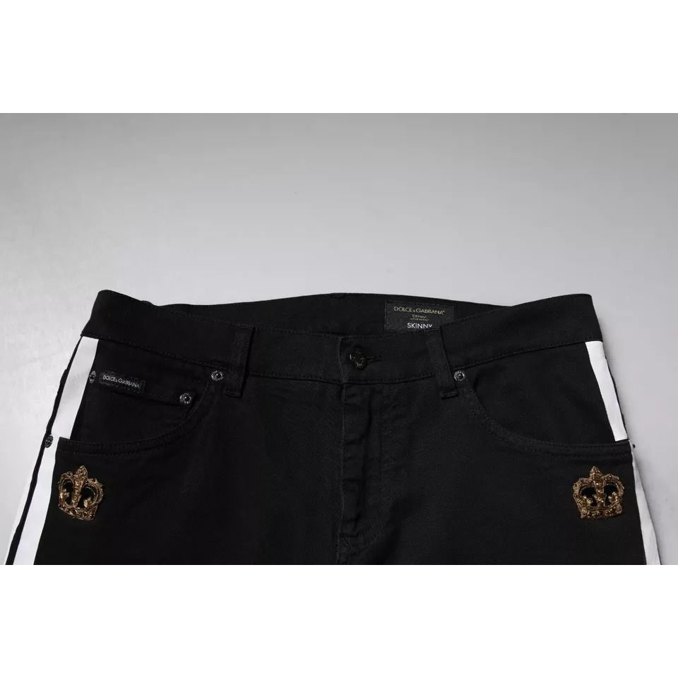 Dolce & Gabbana Black Crown White Lining Skinny Denim Jeans