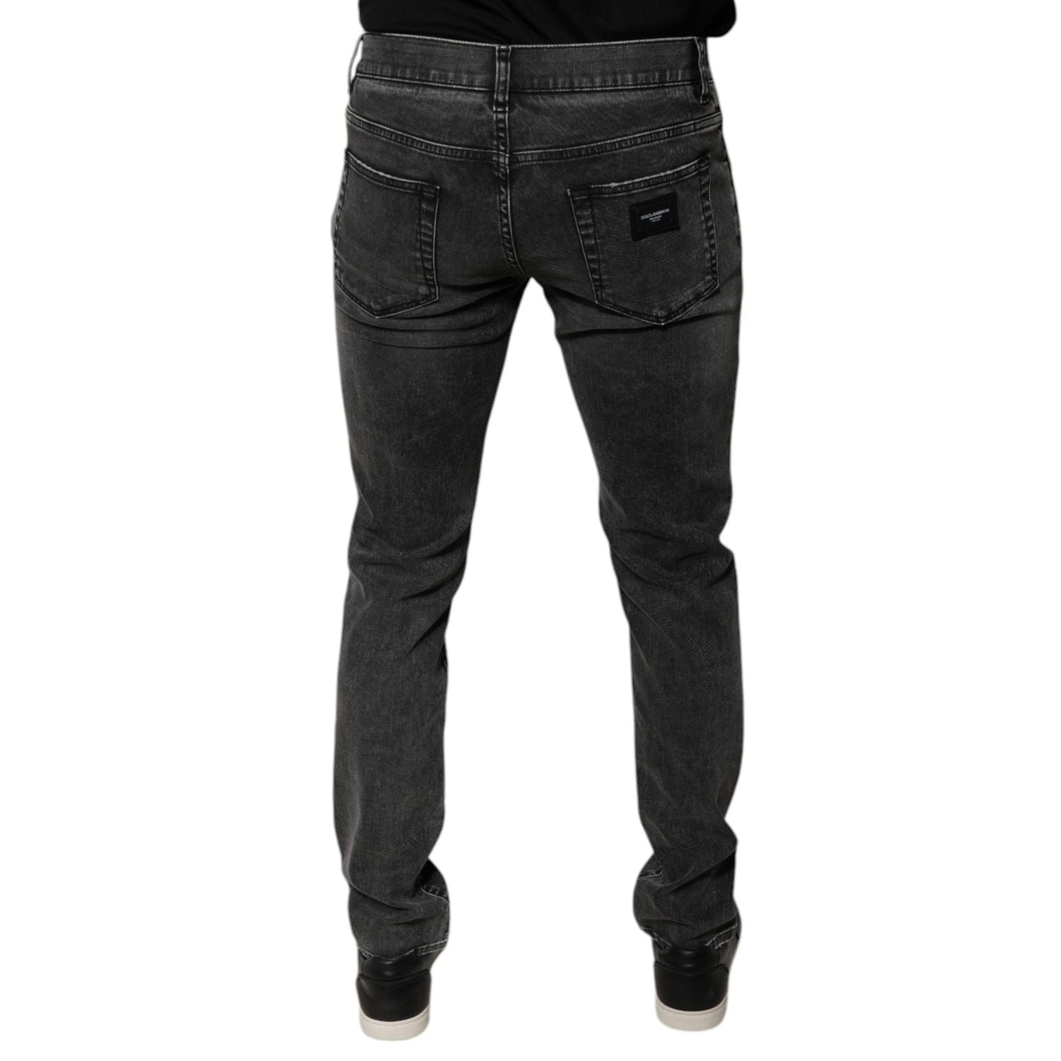 Dolce & Gabbana Black Logo Cotton Stretch Skinny Denim Pants