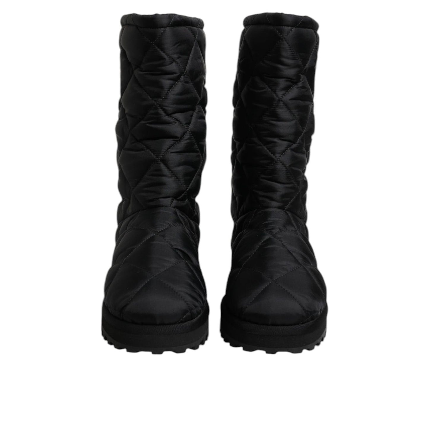 Dolce & Gabbana Black Polyester Padded Mid Calf Boots Winter Shoes
