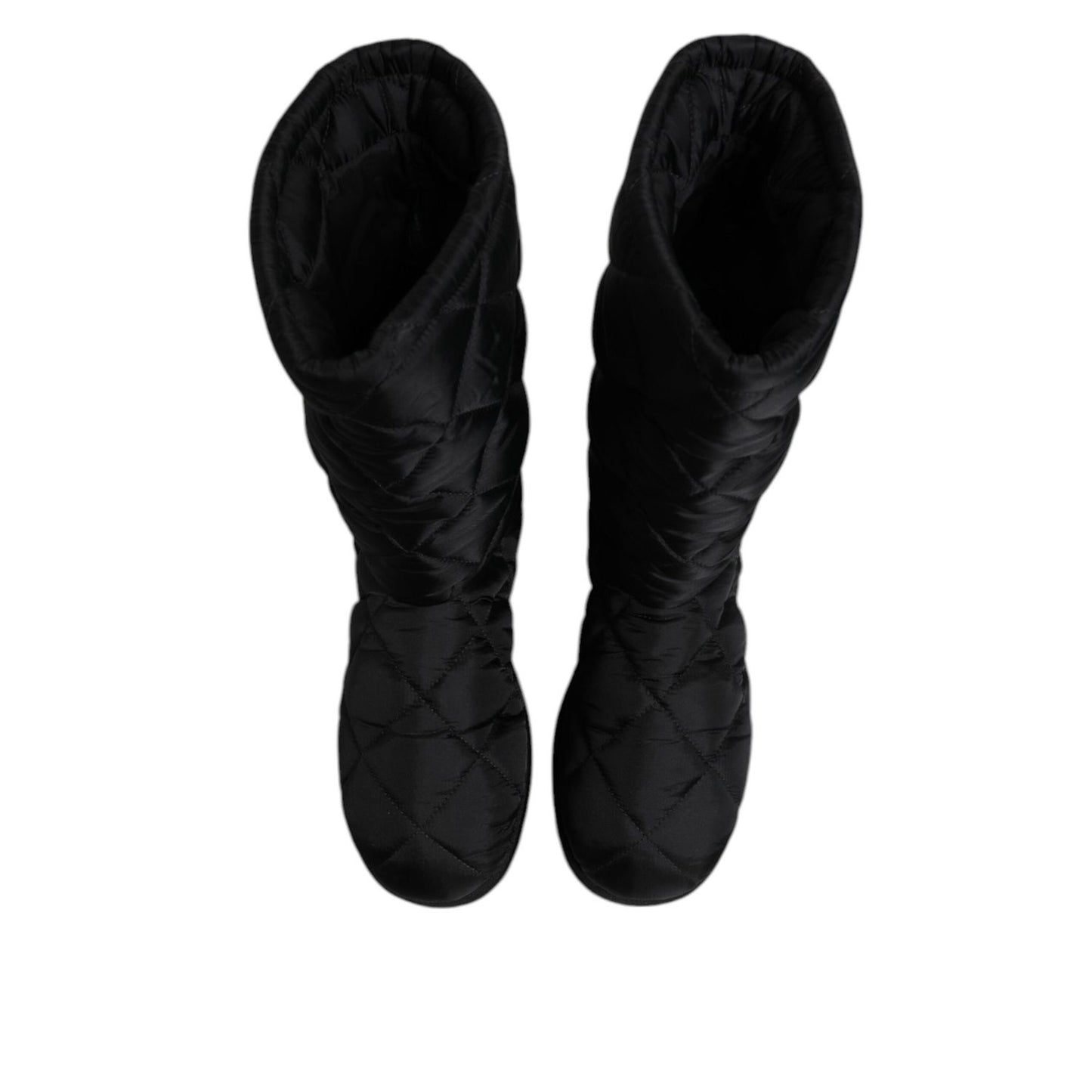 Dolce & Gabbana Black Polyester Padded Mid Calf Boots Winter Shoes