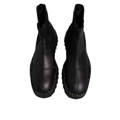 Dolce & Gabbana Black Chelsea Boots Leather Slip On Shoes Dolce & Gabbana