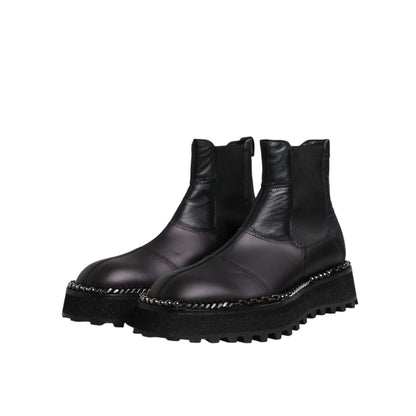Dolce & Gabbana Black Chelsea Boots Leather Slip On Shoes Dolce & Gabbana