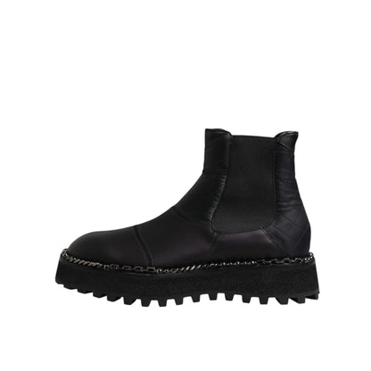 Dolce & Gabbana Black Chelsea Boots Leather Slip On Shoes Dolce & Gabbana