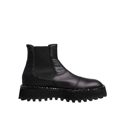 Dolce & Gabbana Black Chelsea Boots Leather Slip On Shoes Dolce & Gabbana