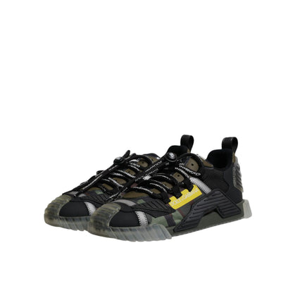 Dolce & Gabbana Black Green Camo NS1 Low Top Sneakers Shoes