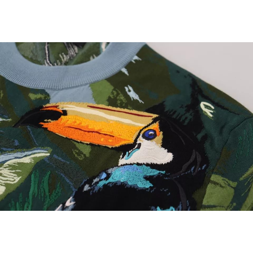 Dolce & Gabbana Jungle Wool Silk Pullover Logo Sweater