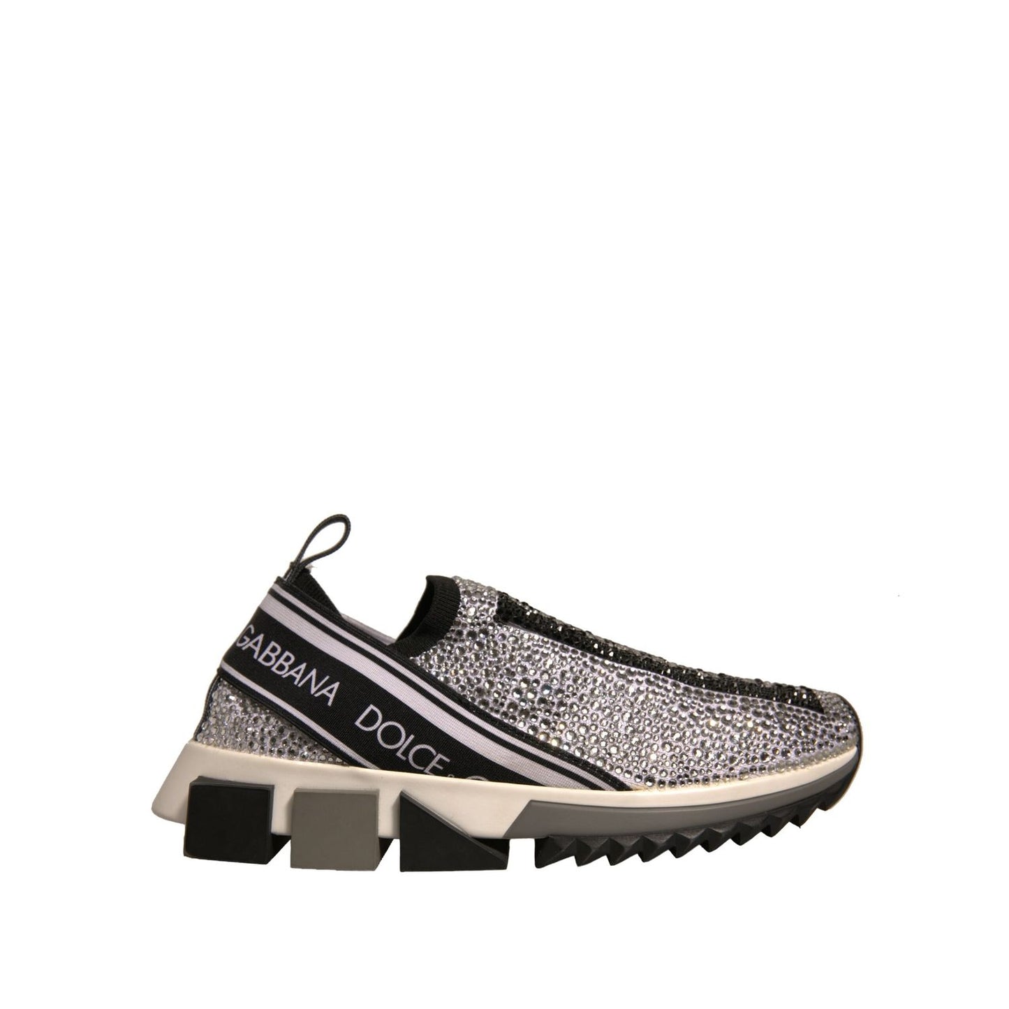 Dolce & Gabbana Silver Rhinestones Sorrento Sneakers Shoes