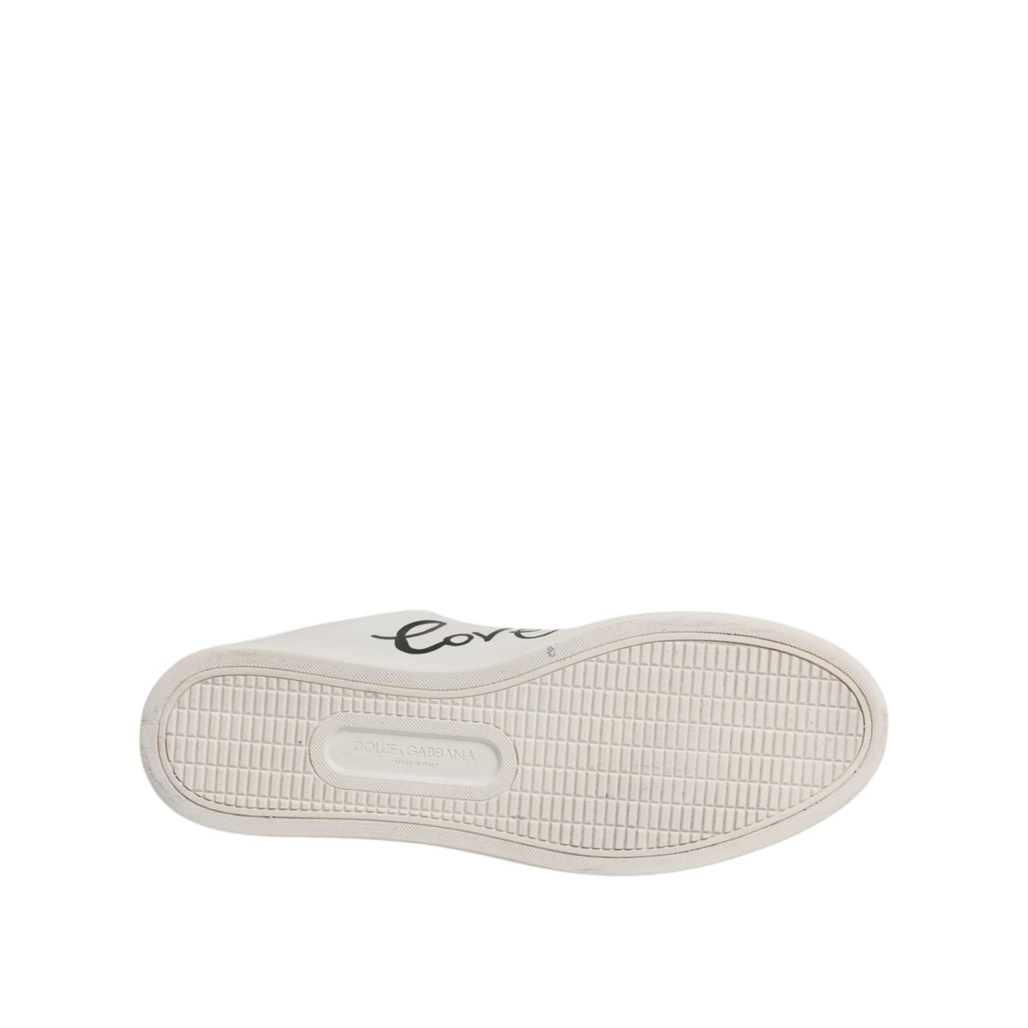 Dolce & Gabbana White Leather Heart Embellished Sneakers Shoes