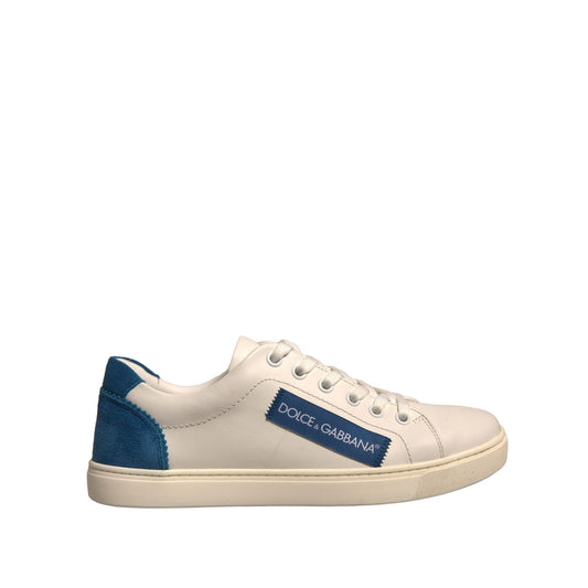 Dolce & Gabbana White Suede Leather Low Top Sneakers Shoes