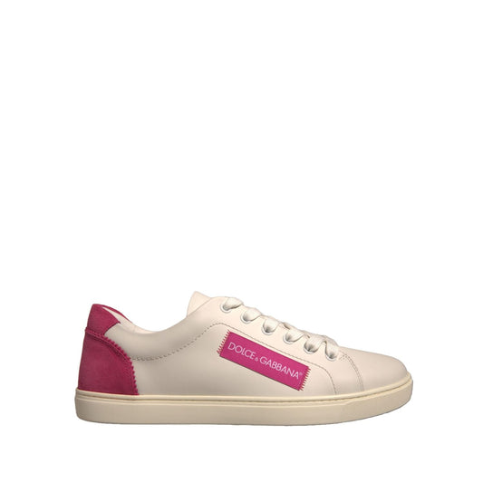 Dolce & Gabbana White Suede Leather Low Top Sneakers Shoes