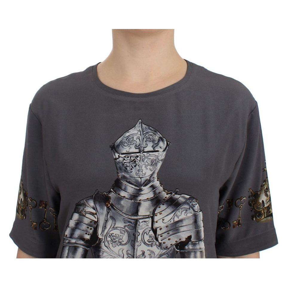 Dolce & Gabbana Enchanted Sicily Silk Blouse with Knight Print Dolce & Gabbana