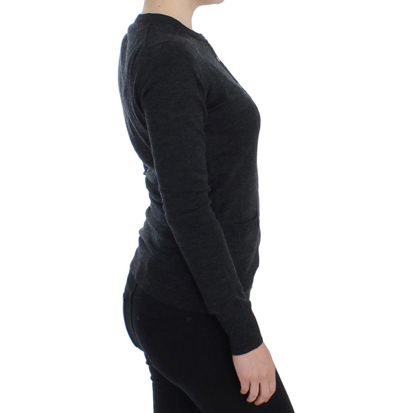 Dolce & Gabbana Gray Wool Button Cardigan Sweater Dolce & Gabbana