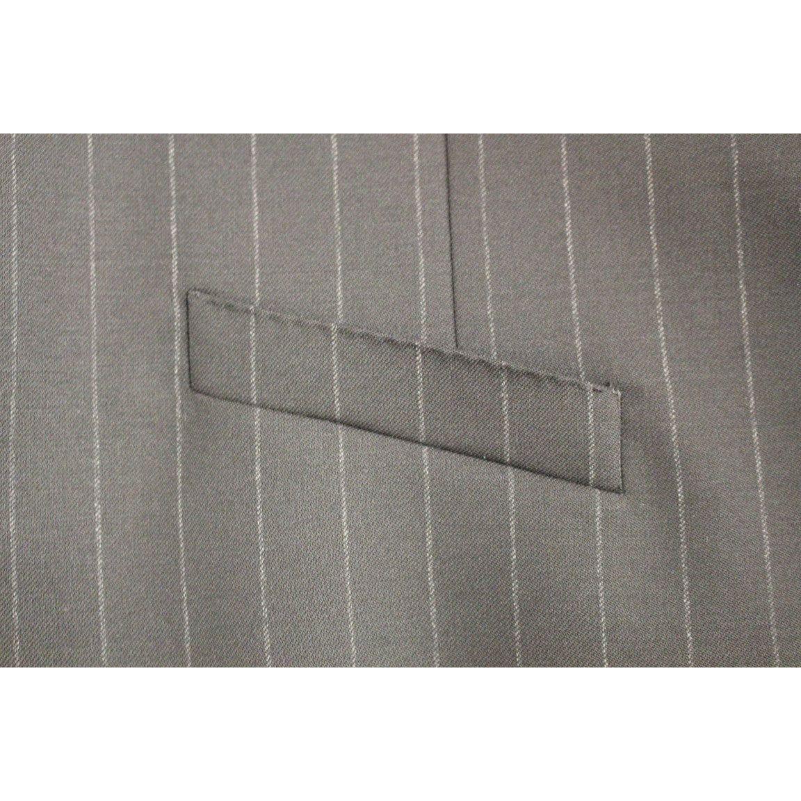 优雅黑色条纹羊毛连衣裙背心