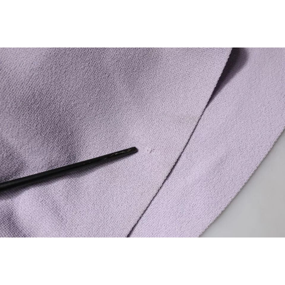 Blumarine Purple Short Sleeves Floral Lace Trim A-line Midi Dress Blumarine