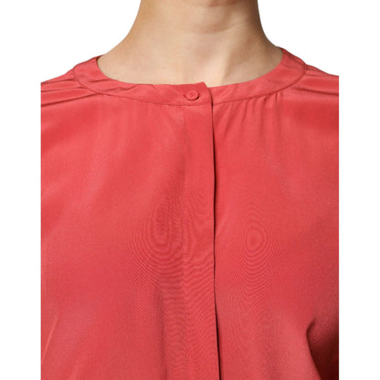 Peserico Red Long Sleeves Pencil Cut Drawstring Waist Dress