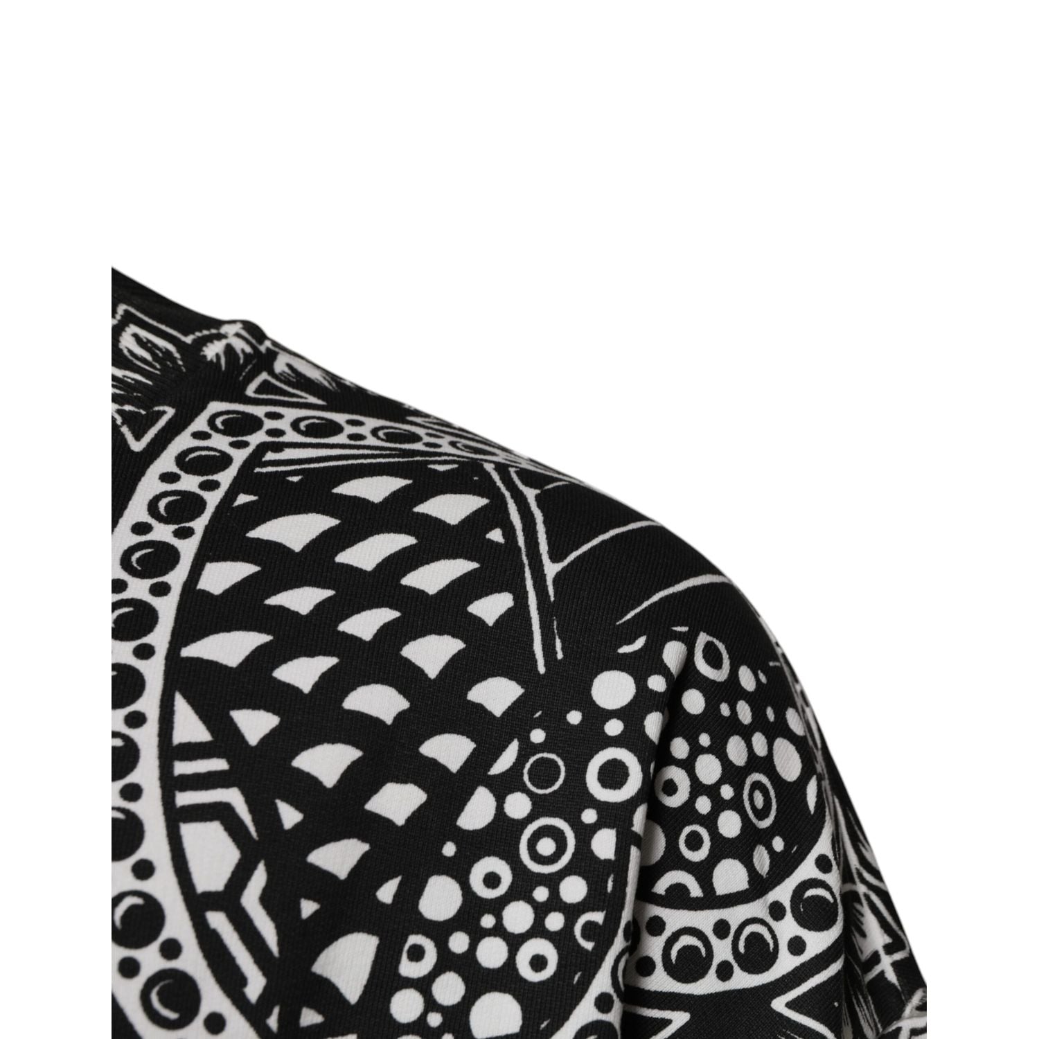 Dolce & Gabbana White Black Print Cotton Sweatshirt Sweater