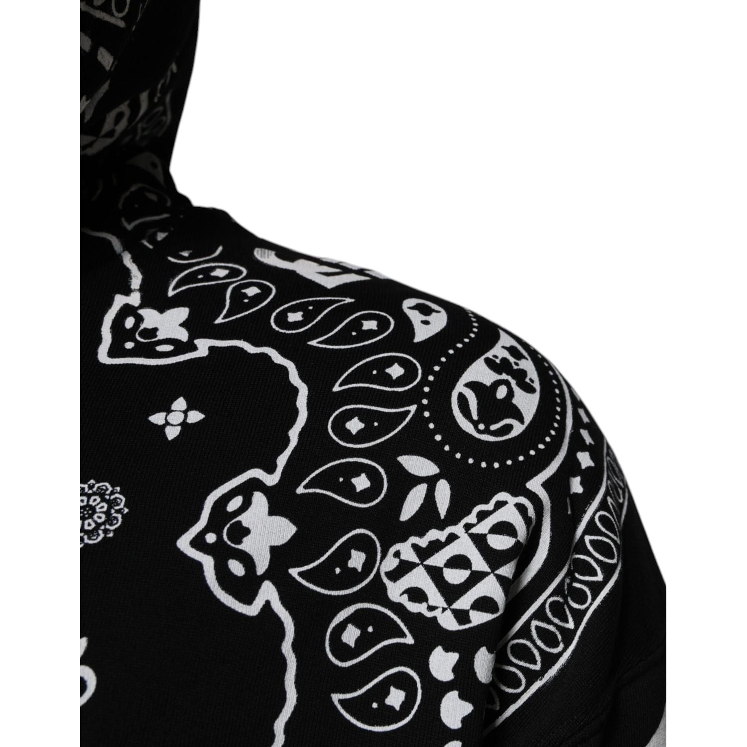 Dolce & Gabbana Black Bandana Hooded Men Sweatshirt Sweater