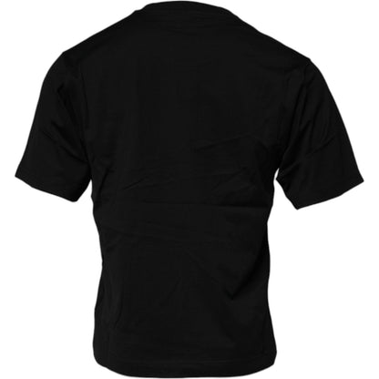 Dolce & Gabbana Black Logo Patch Cotton Crew Neck T-shirt
