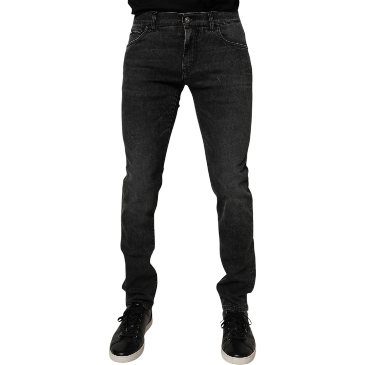 Dolce & Gabbana Black Cotton Stretch Skinny Men Denim Jeans