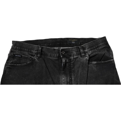 Dolce & Gabbana Black Cotton Stretch Skinny Men Denim Jeans