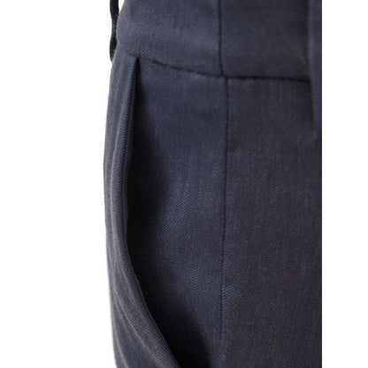 Lardini Blue Linen Casual Pants Lardini