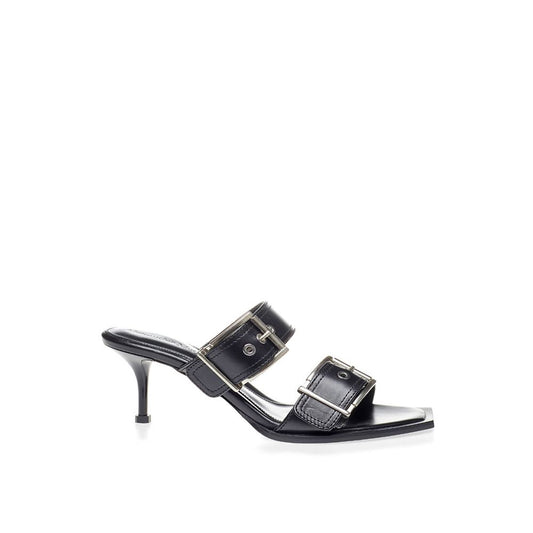 Alexander McQueen Black Leather Stiletto Heel Sandals Alexander McQueen