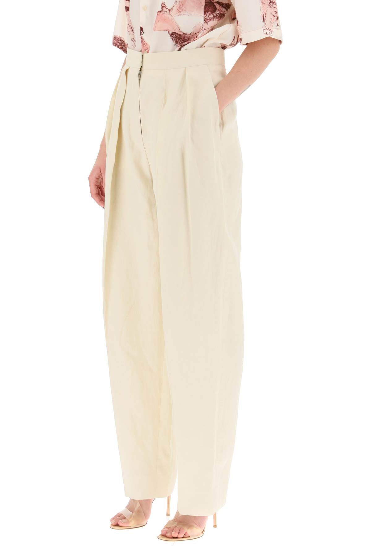 Stella McCartney loose linen blend pants with front pleats